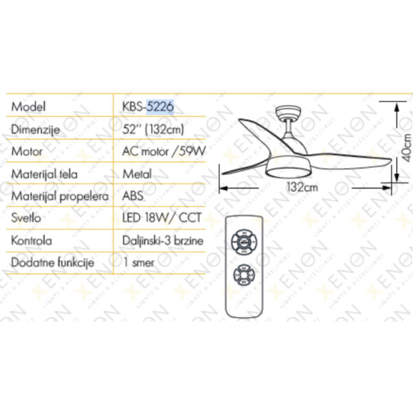 PLAFONSKI VENTILATOR KBS 5226 WHITE - Image 3